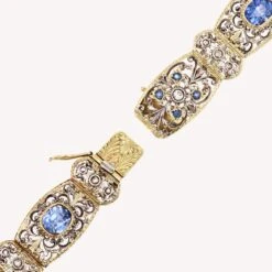 Sarl Baume 1930s Natural Ceylon Sapphires And Diamonds 18 Karat Yellow Gold Bracelet -Best Jewelry Store LOT 23 18 master