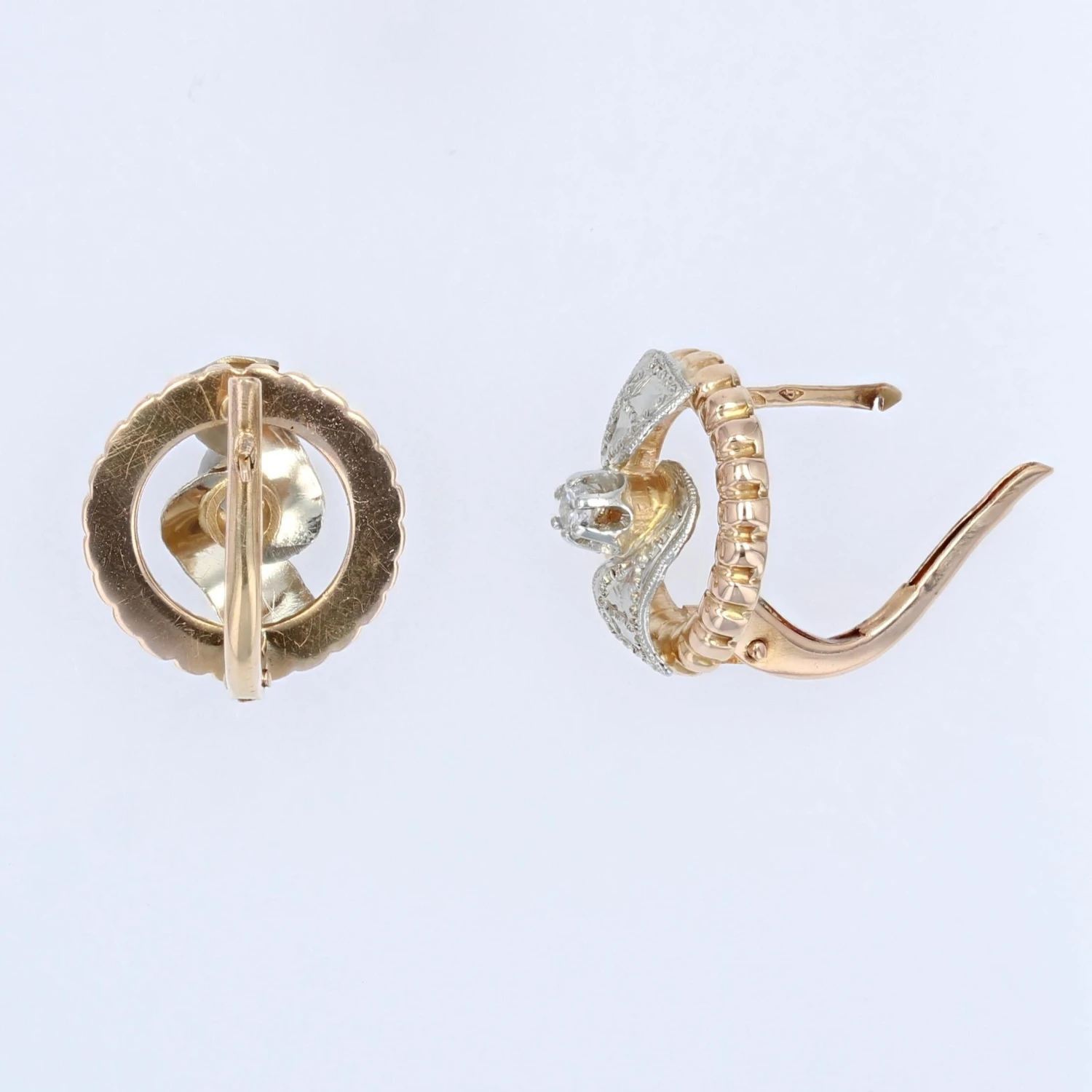 Sarl Baume French 1960s Diamonds 18 Karat Rose White Gold Earrings 13 Sarl Baume French 1960s Diamonds 18 Karat Rose White Gold Earrings - Image 11