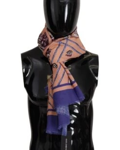 Style Tribute Dolce & Gabbana Men's Blue Linen Seashell Pattern Wrap Shawl Scarf