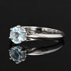 Sarl Baume French 1970s Aquamarine 18 Karat White Gold Solitaire Ring -Best Jewelry Store N22 34702 master