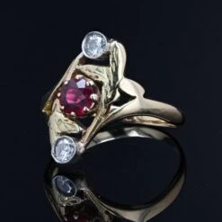 Sarl Baume Art Nouveau Ruby Diamonds 18 Karat Yellow Gold Ring -Best Jewelry Store N22 47802 master