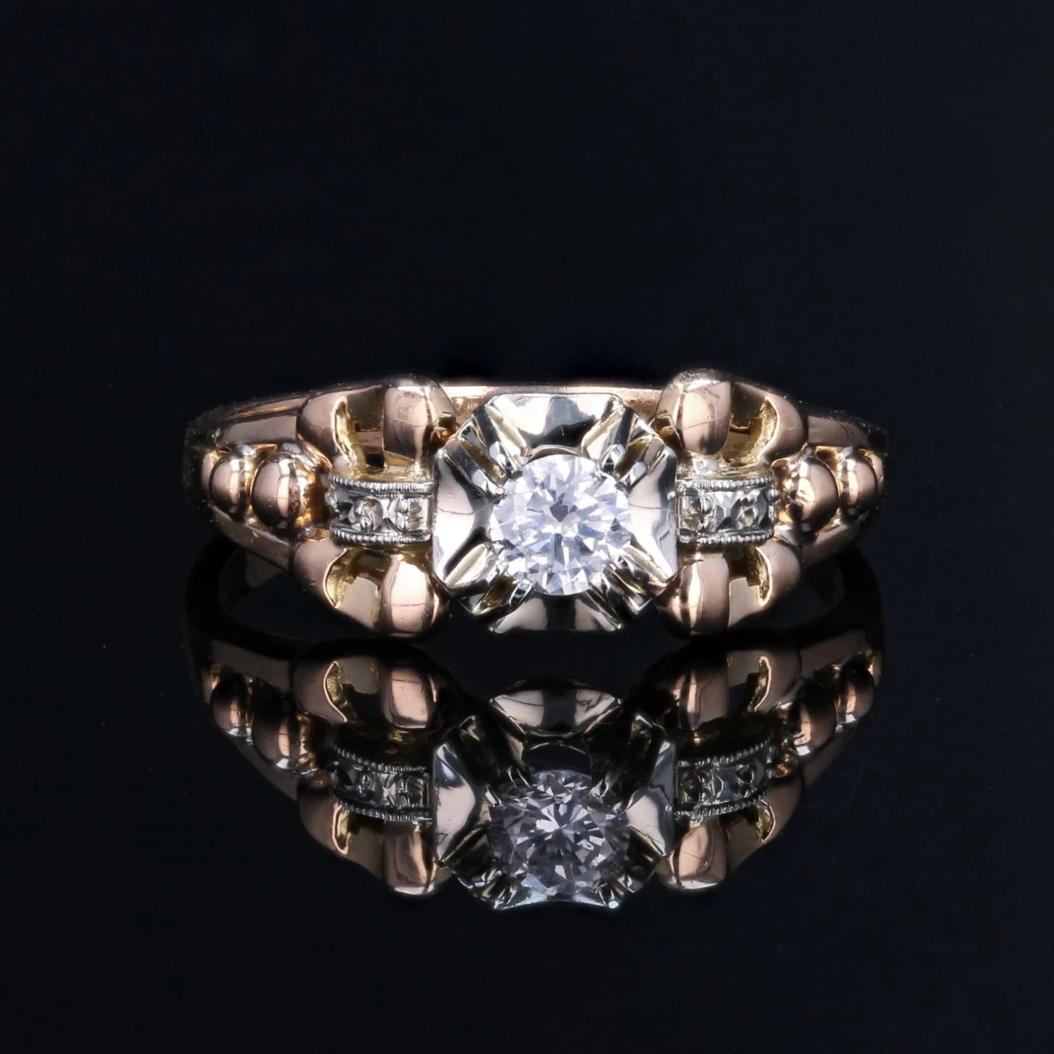 Sarl Baume French 1950s Retro Diamond 18 Karat Yellow Gold Solitaire Ring 7 Sarl Baume French 1950s Retro Diamond 18 Karat Yellow Gold Solitaire Ring - Image 5