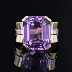 Sarl Baume French Retro 1950s 11.29 Carats Kunzite 18 Karat Yellow Gold Cocktail Ring -Best Jewelry Store N23 25701 master