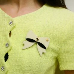 AMORE Vintage CHANEL 2002 Faux Pearl Bow Brooch Pin White Felt Ao32524 -Best Jewelry Store P2970609 edited