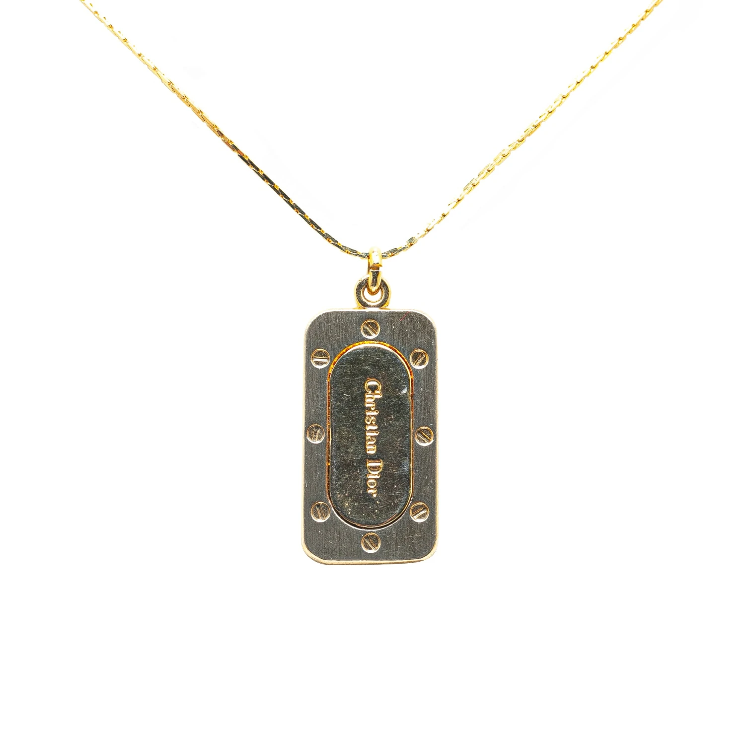 Upteam DIOR Logo Plate Pendant Necklace Costume Necklace 3 Upteam DIOR Logo Plate Pendant Necklace Costume Necklace