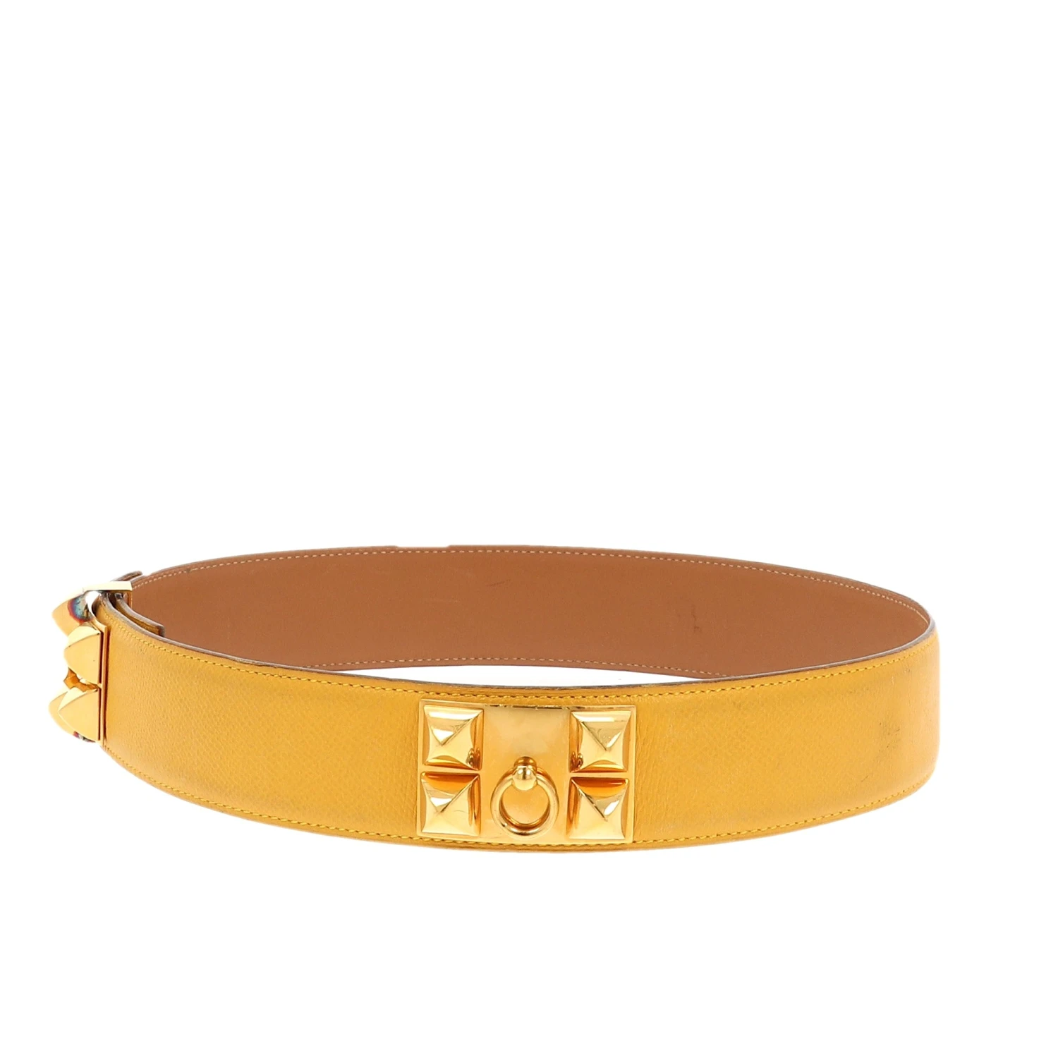 Fancy Lux HERMES Collier De Chien Belt In Yellow Leather 3 Fancy Lux HERMES Collier De Chien Belt In Yellow Leather