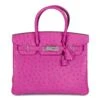 Xupes Hermes Rose Pourpre Ostrich Leather Birkin 30cm Retourne Tote