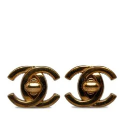 Upteam CHANEL CC Turn Lock Clip On Earrings Costume Earrings