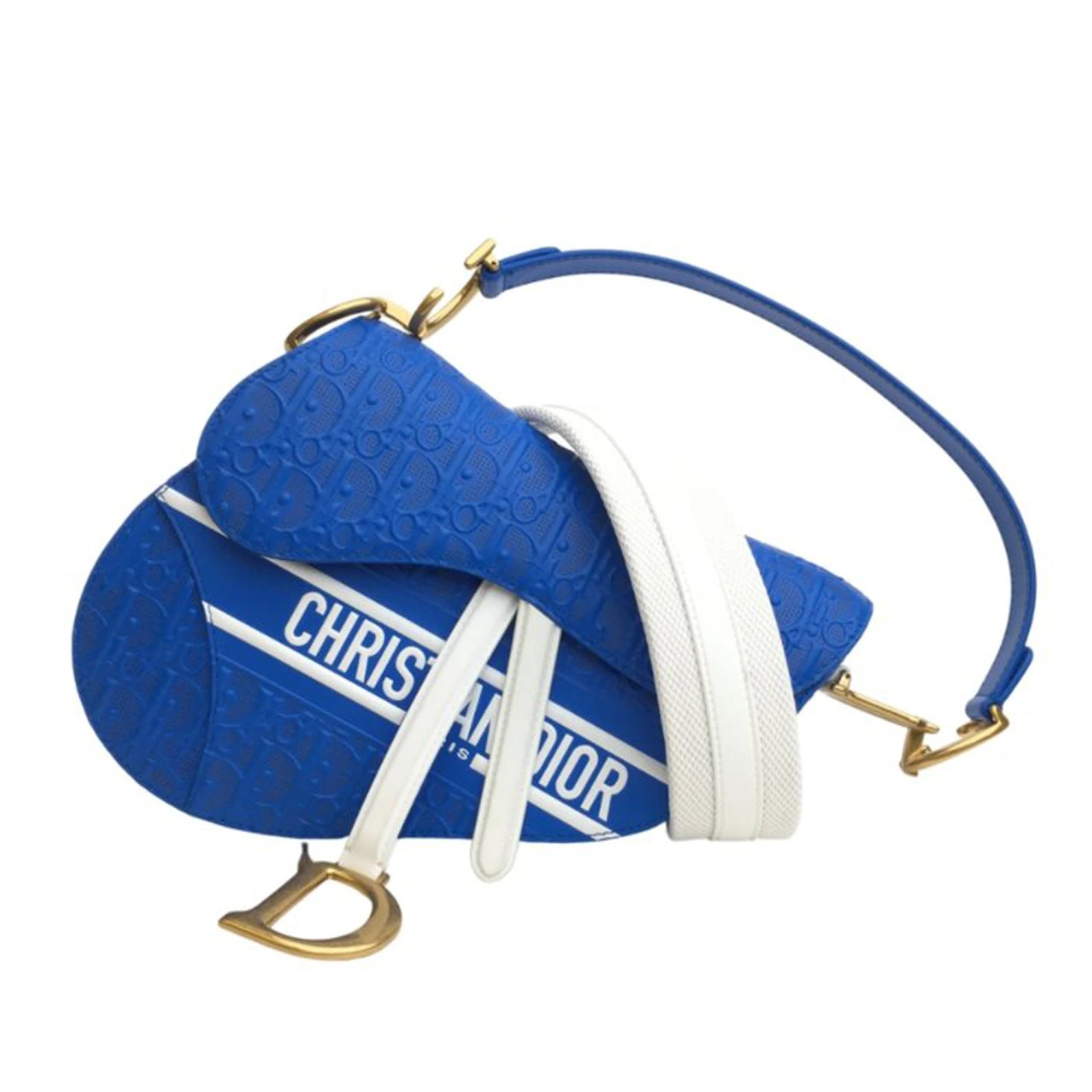 Upteam DIOR Embossed Leather Oblique Saddle Bag 18 Upteam DIOR Embossed Leather Oblique Saddle Bag - Image 16