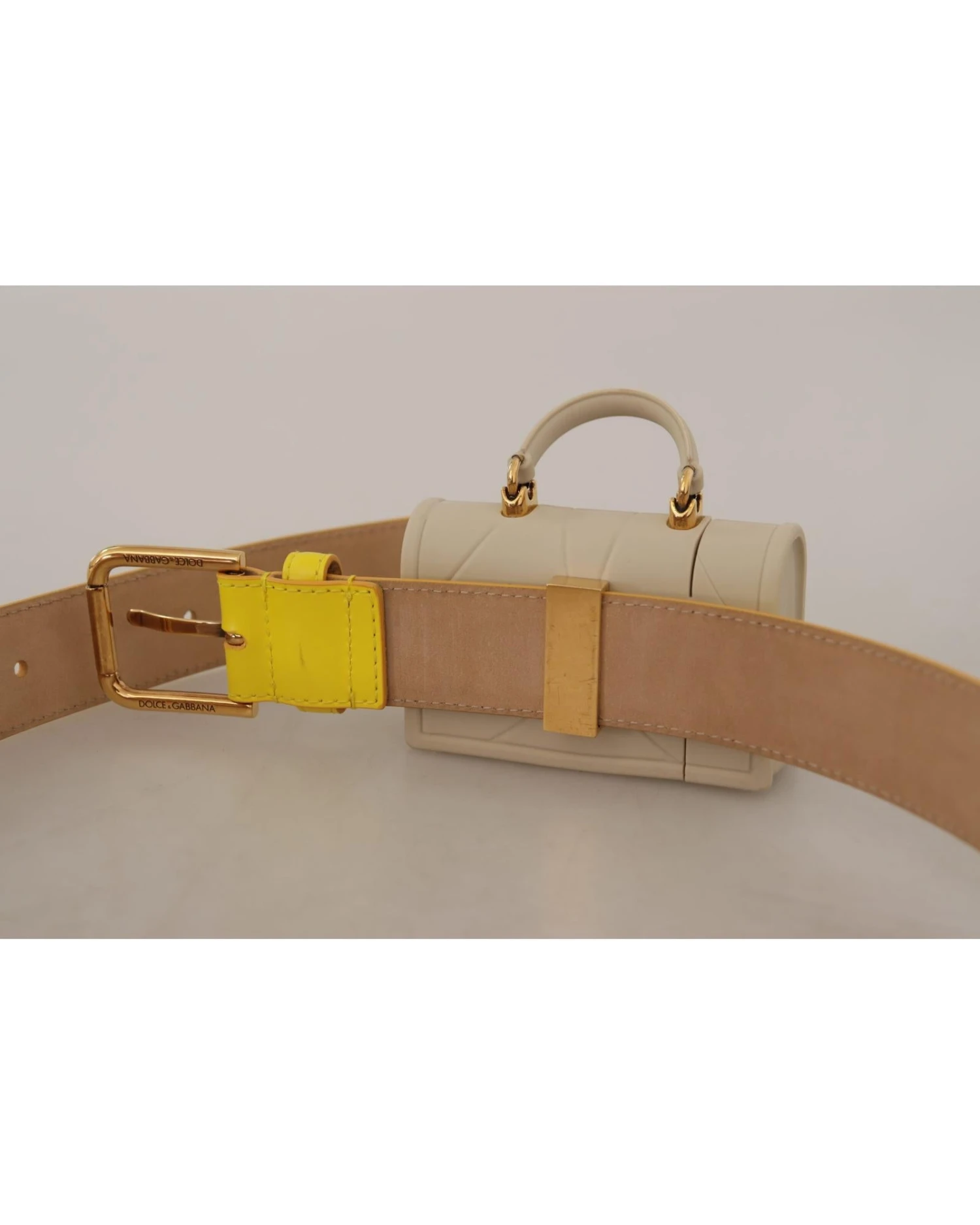 Style Tribute Dolce & Gabbana Women's Yellow Leather Devotion Heart Micro Bag Headphones Belt 6 Style Tribute Dolce & Gabbana Women's Yellow Leather Devotion Heart Micro Bag Headphones Belt - Image 4