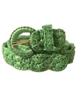 Style Tribute Dolce & Gabbana Women's Green Viscose Weaved Skinny Waist Belt