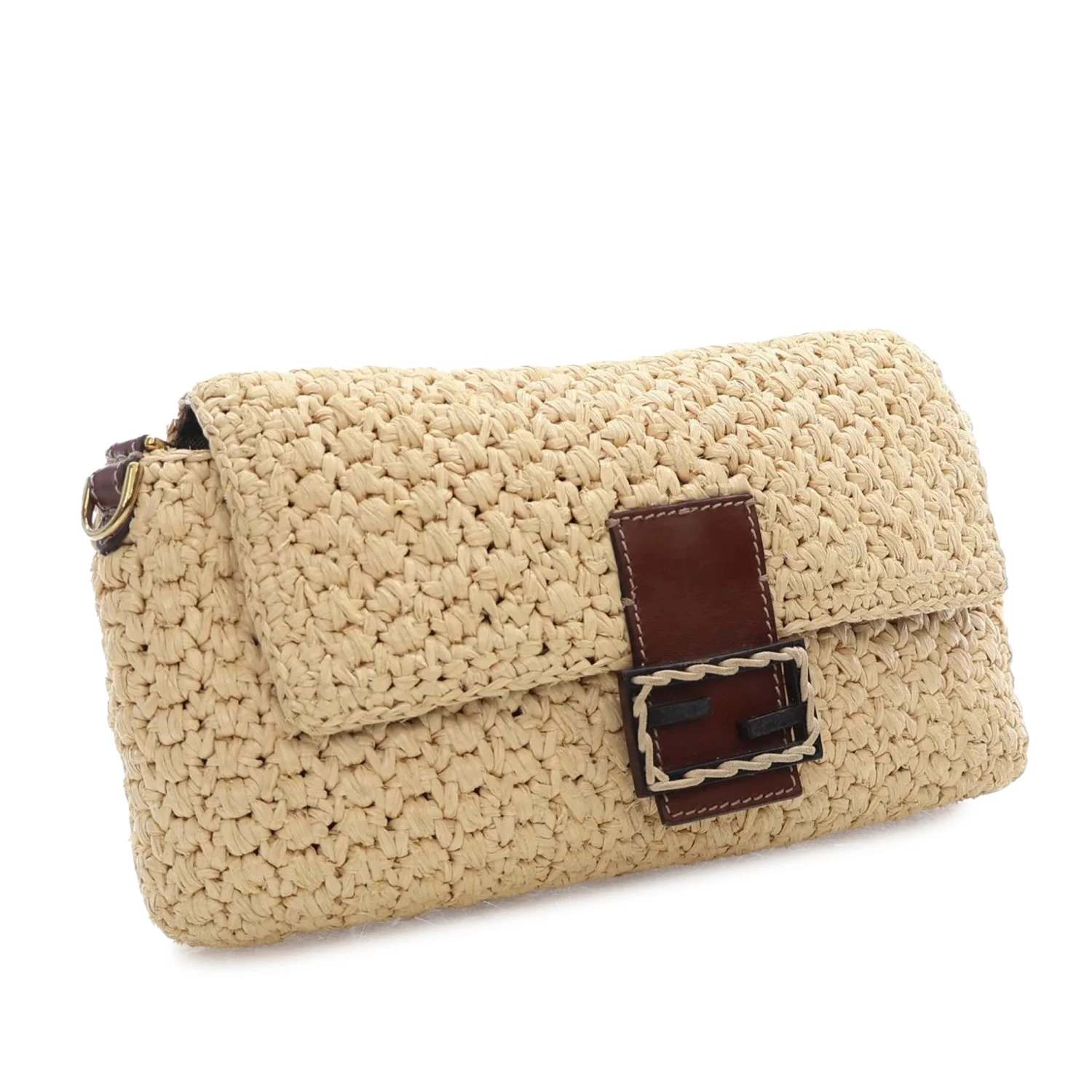 Upteam FENDI Crochet Raffia Baguette Satchel 5 Upteam FENDI Crochet Raffia Baguette Satchel - Image 3