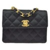 AMORE Vintage CHANEL 1989-1991 Straight Flap Bag Micro Black Satin AK31543k
