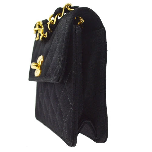 AMORE Vintage CHANEL 1989-1991 Straight Flap Bag Micro Black Satin AK31543k 16 AMORE Vintage CHANEL 1989-1991 Straight Flap Bag Micro Black Satin AK31543k - Image 14