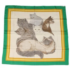 Style Tribute Hermes Carre 90 Les Chats Scarf Green White Yellow Auth Am3480 22 Style Tribute Hermes Carre 90 Les Chats Scarf Green White Yellow Auth Am3480 -Best Jewelry Store am3480 10