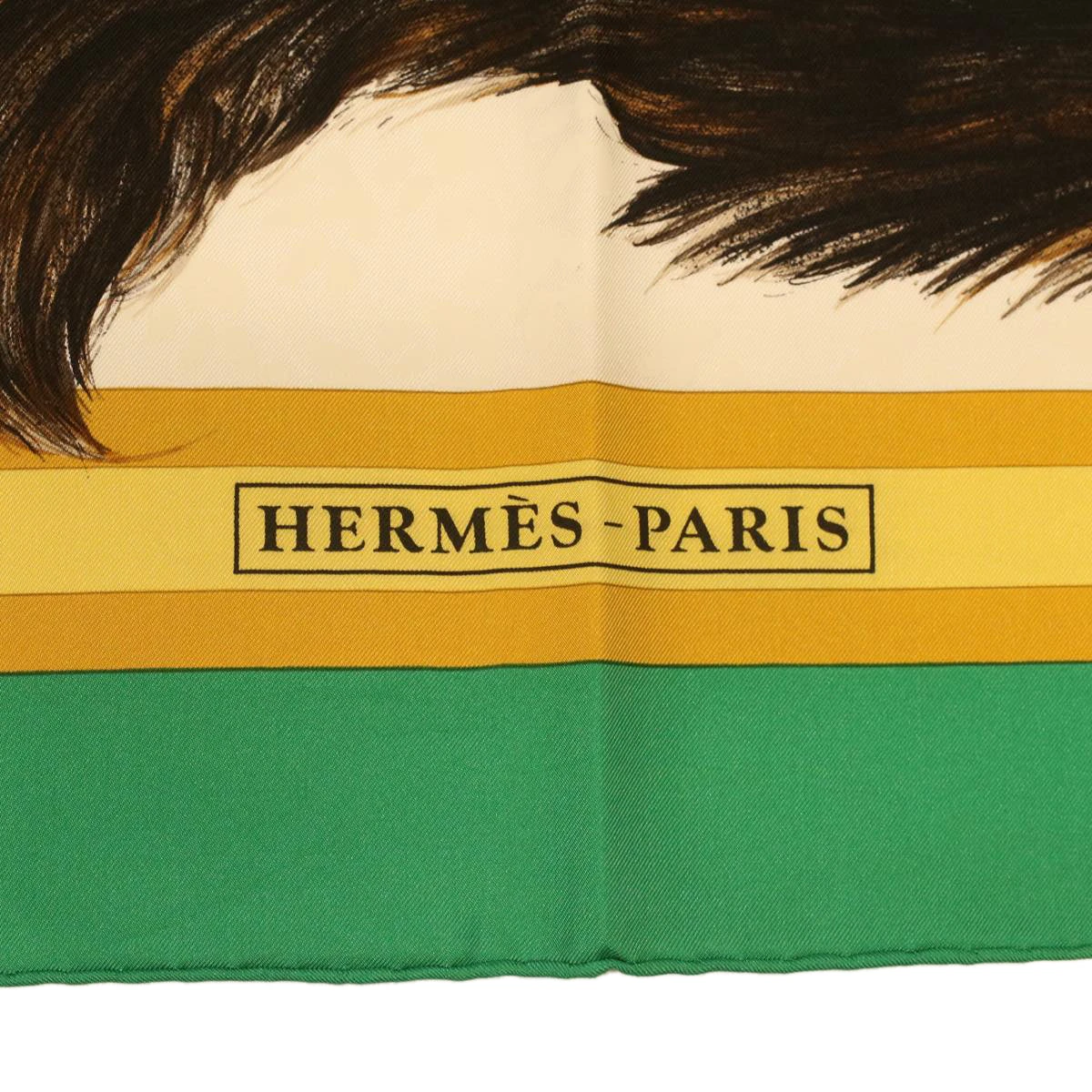 Style Tribute Hermes Carre 90 Les Chats Scarf Green White Yellow Auth Am3480 8 Style Tribute Hermes Carre 90 Les Chats Scarf Green White Yellow Auth Am3480 - Image 6