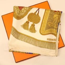 Brand Street HERMES Carre90 Scarf "Poste Et Cavalerie" Silk White Auth Am4300 -Best Jewelry Store am4300 11