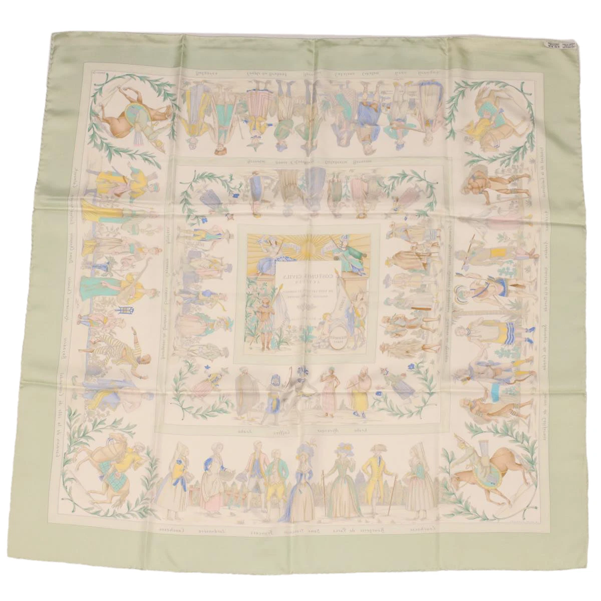 Brand Street HERMES Carre 90 Scarf "COSTUMES CIVILS ACTUELS" Silk Green Auth Am4429 12 Brand Street HERMES Carre 90 Scarf "COSTUMES CIVILS ACTUELS" Silk Green Auth Am4429 - Image 10