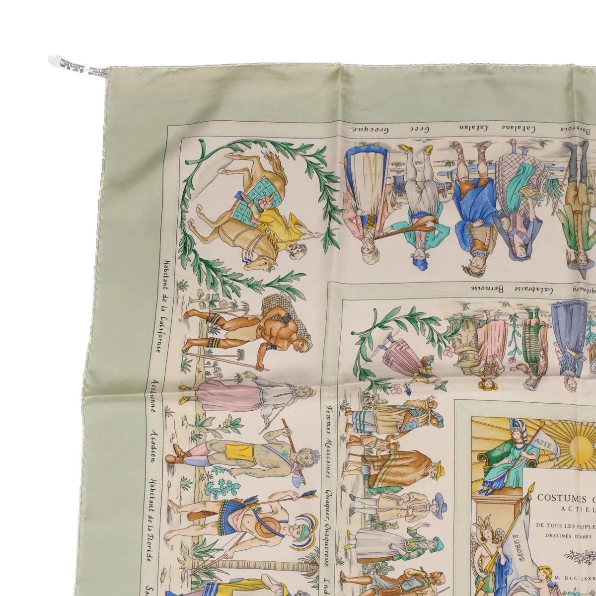 Brand Street HERMES Carre 90 Scarf "COSTUMES CIVILS ACTUELS" Silk Green Auth Am4429 4 Brand Street HERMES Carre 90 Scarf "COSTUMES CIVILS ACTUELS" Silk Green Auth Am4429 - Image 2