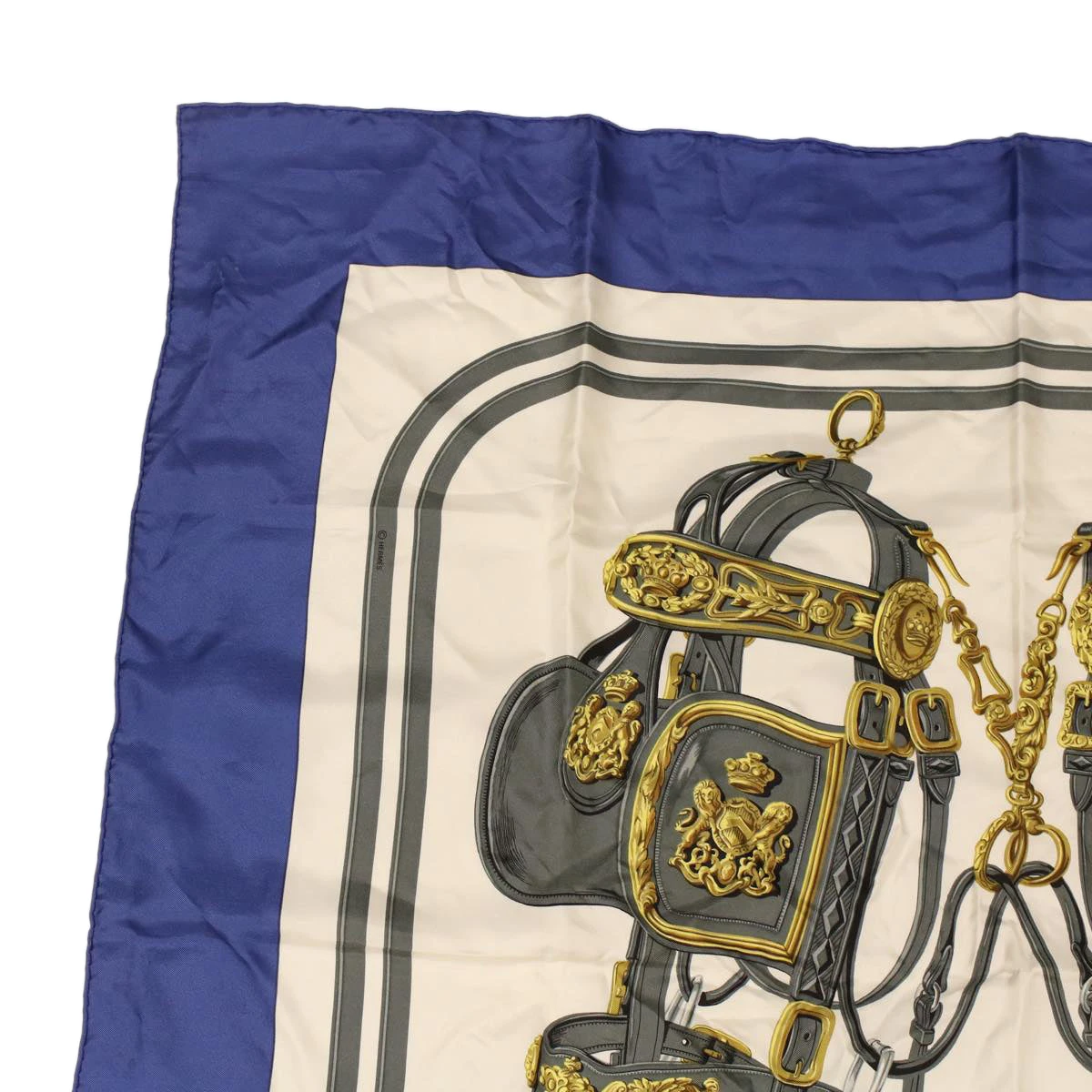 Brand Street HERMES Carre 90 BRIDES DE GALA Scarf Silk Blue Gray Auth Am4788 4 Brand Street HERMES Carre 90 BRIDES DE GALA Scarf Silk Blue Gray Auth Am4788 - Image 2