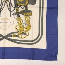 Brand Street HERMES Carre 90 BRIDES DE GALA Scarf Silk Blue Gray Auth Am4788 17 Brand Street HERMES Carre 90 BRIDES DE GALA Scarf Silk Blue Gray Auth Am4788 -Best Jewelry Store am4788 6