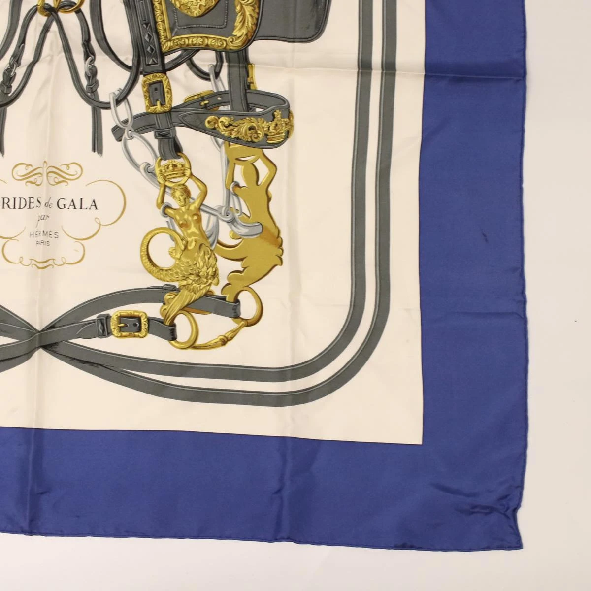 Brand Street HERMES Carre 90 BRIDES DE GALA Scarf Silk Blue Gray Auth Am4788 7 Brand Street HERMES Carre 90 BRIDES DE GALA Scarf Silk Blue Gray Auth Am4788 - Image 5