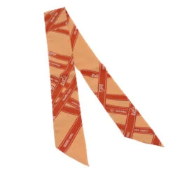 Brand Street HERMES Twilly Scarf Silk Orange Auth Am4865 -Best Jewelry Store am4865 3