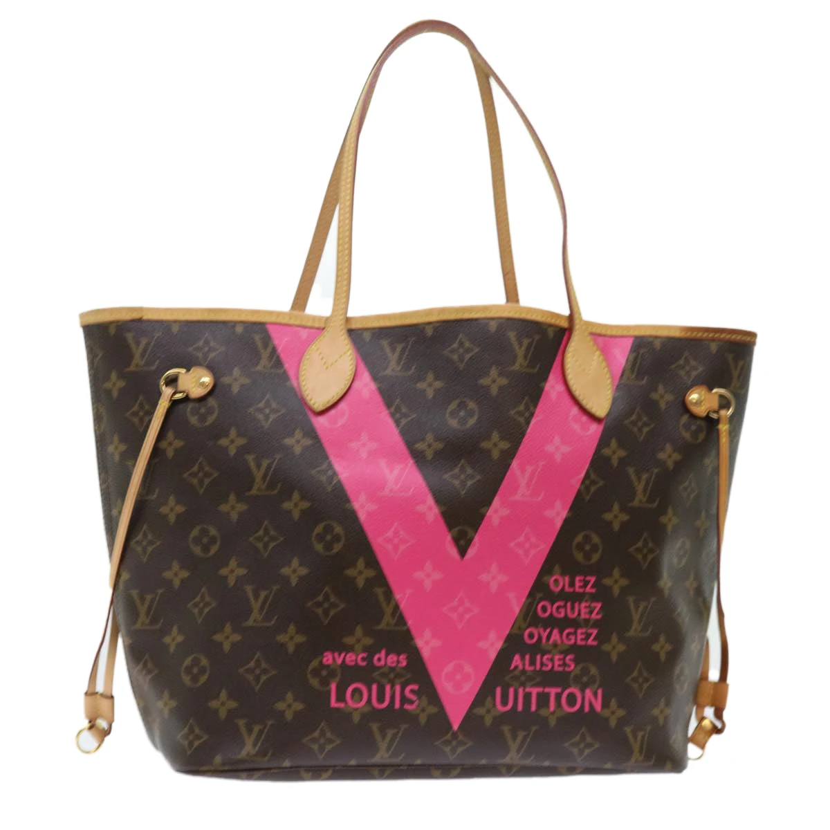 Style Tribute LOUIS VUITTON Monogram V Line Neverfull Mm Tote Bag Pink M41602 Lv Auth Am4905 3 Style Tribute LOUIS VUITTON Monogram V Line Neverfull Mm Tote Bag Pink M41602 Lv Auth Am4905