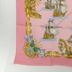 Brand Street HERMES Carre 90 BRANDEBOURGS Scarf Silk Blue Auth Am4906 -Best Jewelry Store am4906 8 1