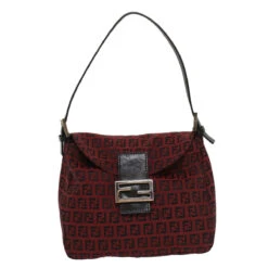 Style Tribute FENDI Zucchino Canvas Mamma Baguette Shoulder Bag Red Auth Am5029 -Best Jewelry Store am5029 2