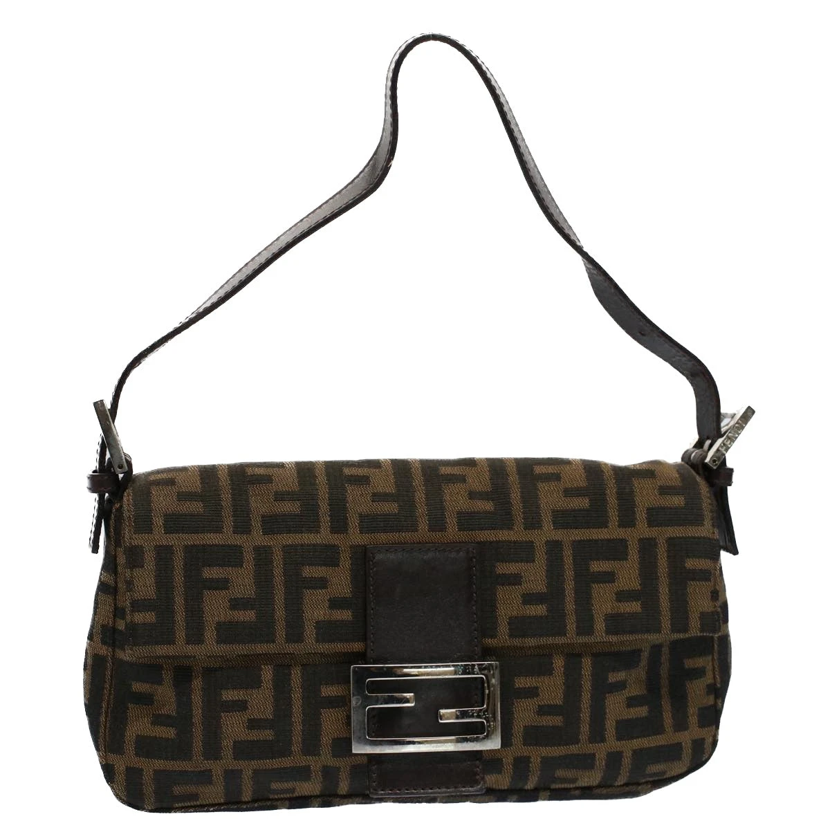 Brand Street FENDI Zucca Canvas Mamma Baguette Shoulder Bag Black Brown Auth Am5065 3 Brand Street FENDI Zucca Canvas Mamma Baguette Shoulder Bag Black Brown Auth Am5065