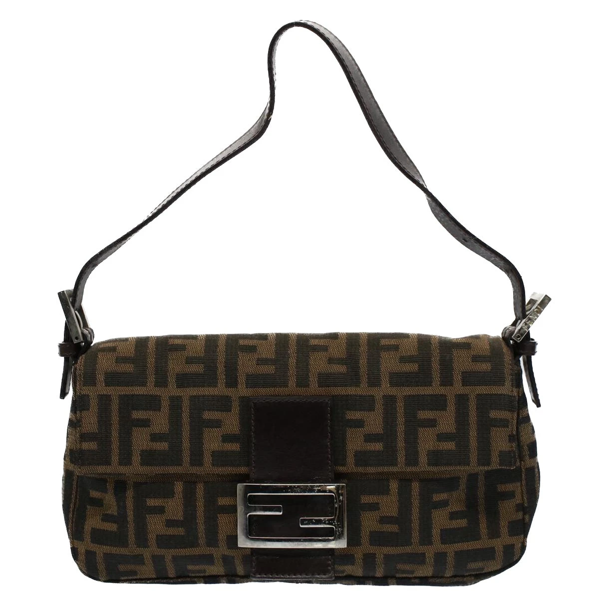 Brand Street FENDI Zucca Canvas Mamma Baguette Shoulder Bag Black Brown Auth Am5065 15 Brand Street FENDI Zucca Canvas Mamma Baguette Shoulder Bag Black Brown Auth Am5065 - Image 13