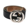 Brand Street GUCCI GG Canvas Ssima Interlocking Belt Black 114984 Auth Am5116 -Best Jewelry Store am5116 1