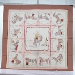 Brand Street HERMES Carre 90 CHEVAUX ARABES Scarf Silk Brown Auth Am5302 -Best Jewelry Store am5302 13