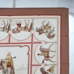 Brand Street HERMES Carre 90 CHEVAUX ARABES Scarf Silk Brown Auth Am5302 -Best Jewelry Store am5302 4