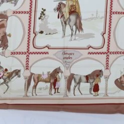 Brand Street HERMES Carre 90 CHEVAUX ARABES Scarf Silk Brown Auth Am5302 -Best Jewelry Store am5302 9