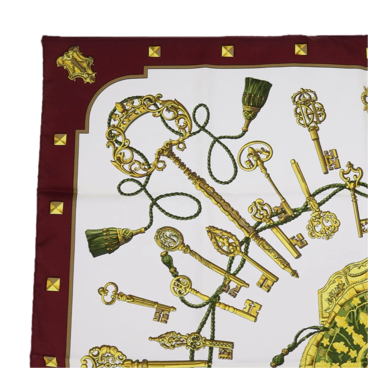 Style Tribute Hermes Carre 90 Le Cles Scarf Silk Red White Auth Am5303 4 Style Tribute Hermes Carre 90 Le Cles Scarf Silk Red White Auth Am5303 - Image 2