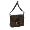 Brand Street FENDI Zucca Canvas Mamma Baguette Shoulder Bag Black Brown Auth Am5417A -Best Jewelry Store am5417 1