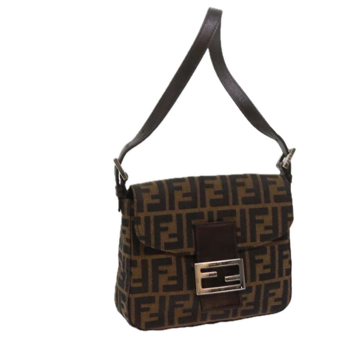 Brand Street FENDI Zucca Canvas Mamma Baguette Shoulder Bag Black Brown Auth Am5417A 3 Brand Street FENDI Zucca Canvas Mamma Baguette Shoulder Bag Black Brown Auth Am5417A