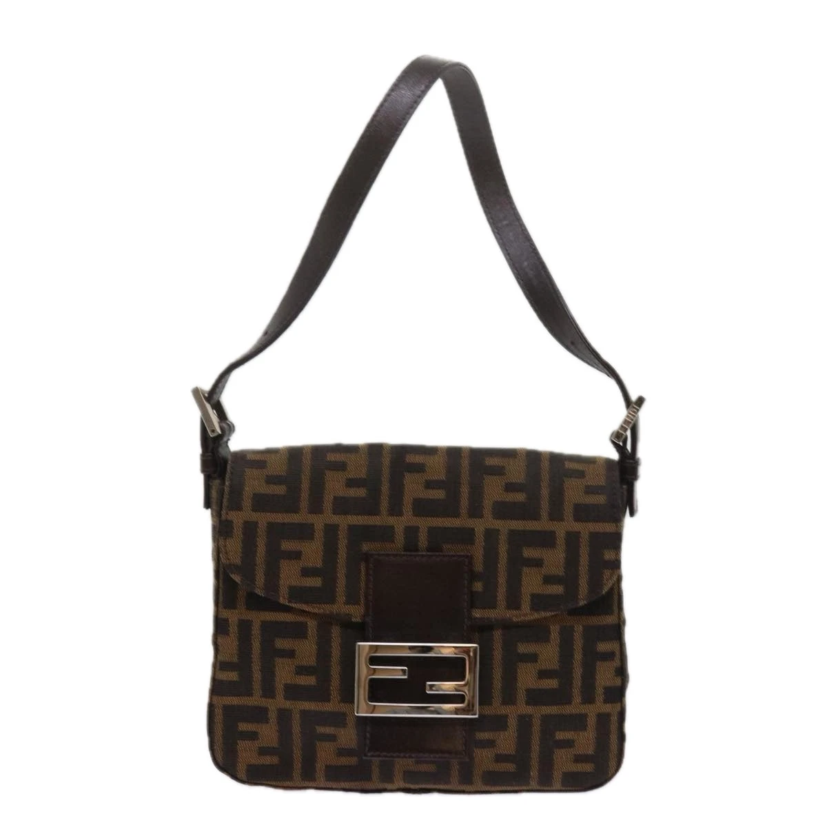 Brand Street FENDI Zucca Canvas Mamma Baguette Shoulder Bag Black Brown Auth Am5417A 15 Brand Street FENDI Zucca Canvas Mamma Baguette Shoulder Bag Black Brown Auth Am5417A - Image 13