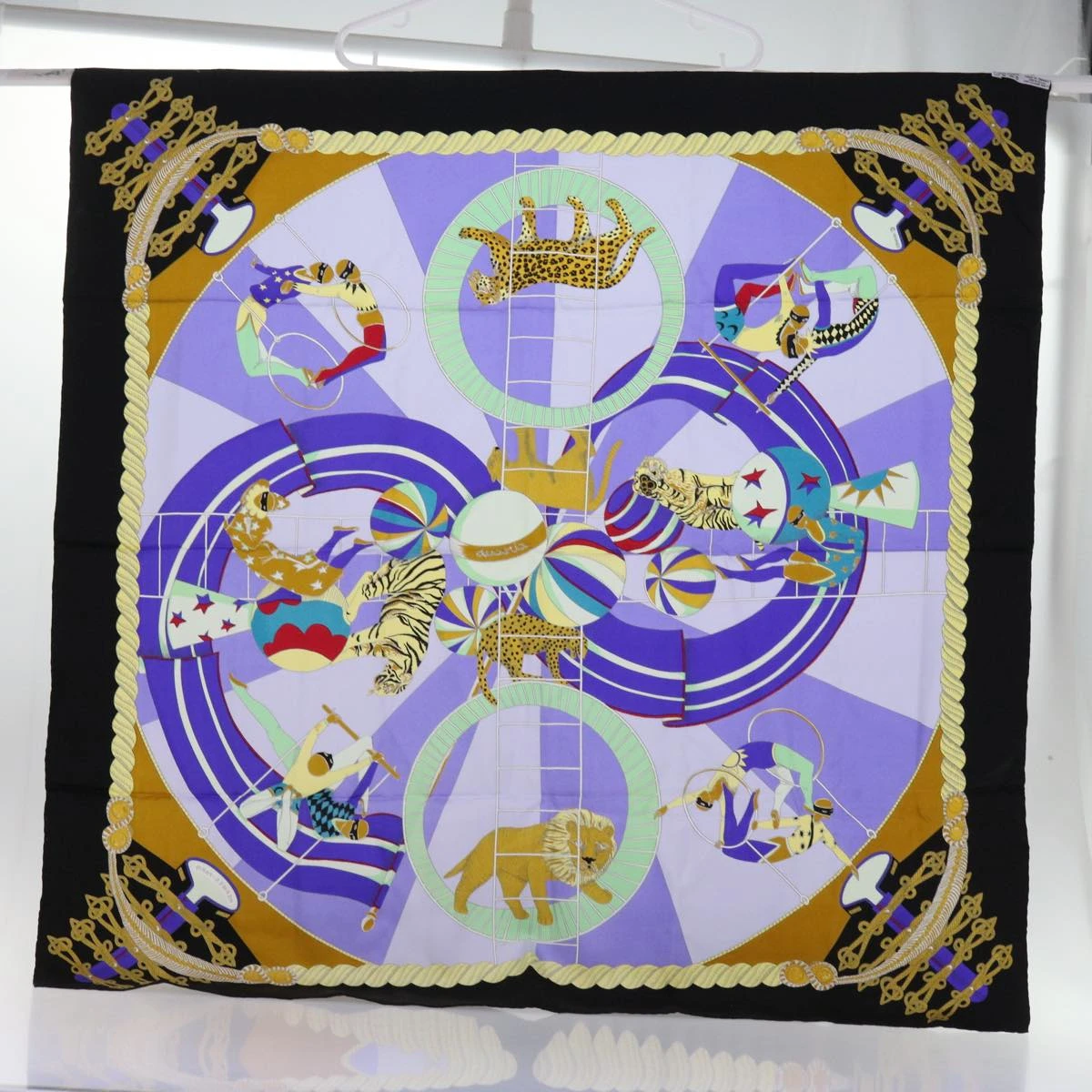 Brand Street HERMES Carre 90 Circus Scarf Silk Blue Purple Auth Am5629 17 Brand Street HERMES Carre 90 Circus Scarf Silk Blue Purple Auth Am5629 - Image 15