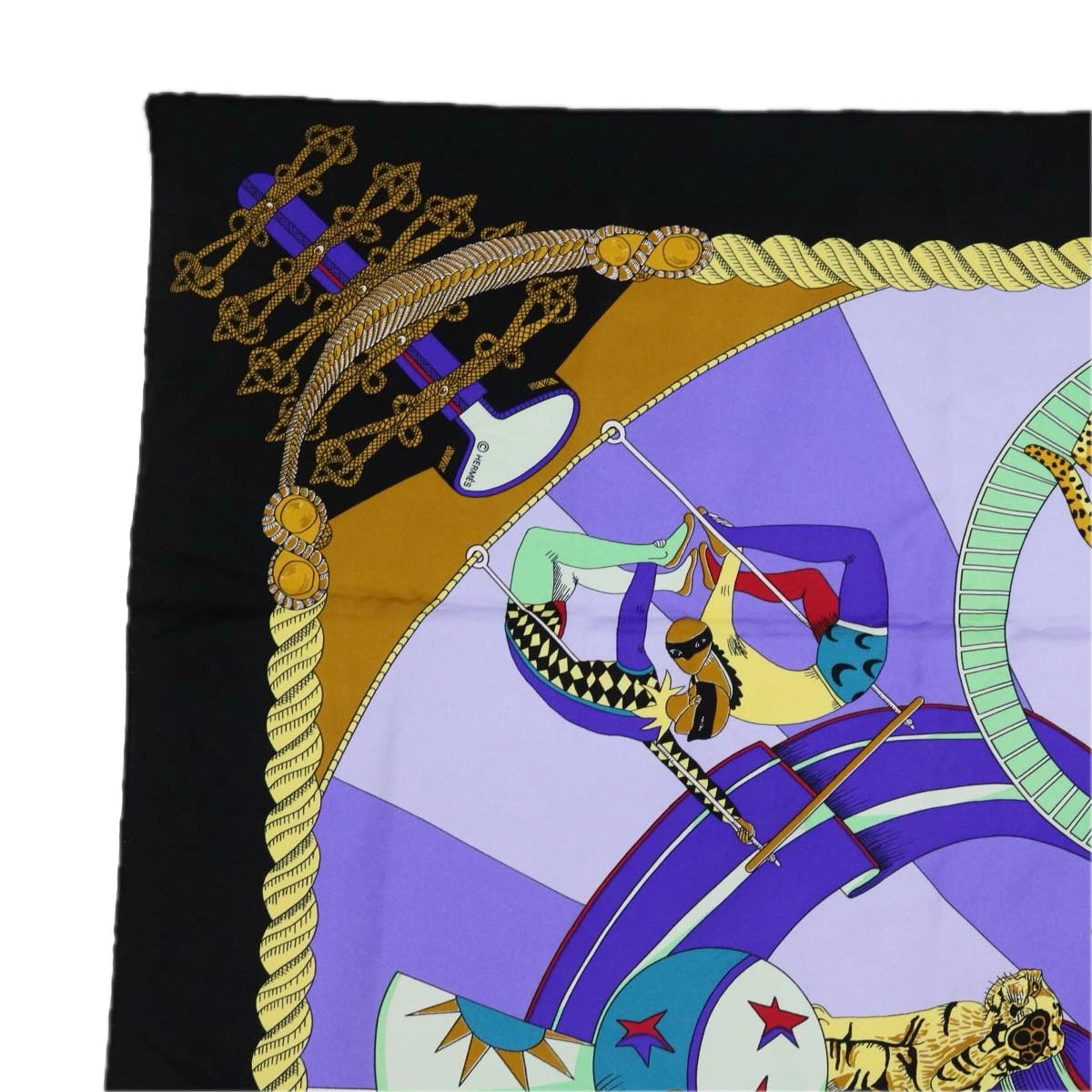Brand Street HERMES Carre 90 Circus Scarf Silk Blue Purple Auth Am5629 4 Brand Street HERMES Carre 90 Circus Scarf Silk Blue Purple Auth Am5629 - Image 2