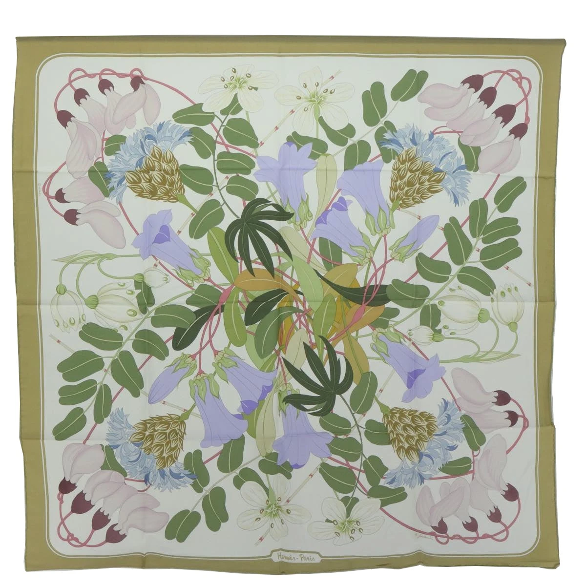Brand Street HERMES Carre 90 Flora Graeca Scarf Silk Beige Multicolor Auth Am5676 3 Brand Street HERMES Carre 90 Flora Graeca Scarf Silk Beige Multicolor Auth Am5676