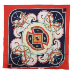 Brand Street HERMES Carre 90 WASHINGTON�fS CARRIAGE Scarf Silk Red Auth Am5911
