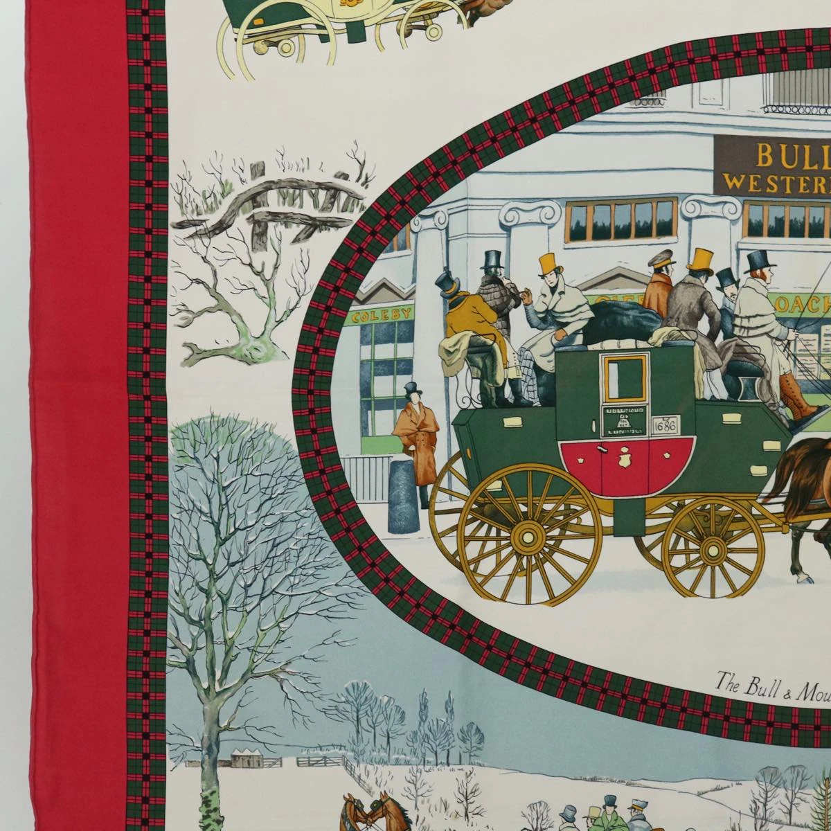 Brand Street HERMES Carre 90 BULL�•MOUTH WESTERN COACH OFFICE Scarf Silk Red Auth Am5972 7 Brand Street HERMES Carre 90 BULL�•MOUTH WESTERN COACH OFFICE Scarf Silk Red Auth Am5972 - Image 5