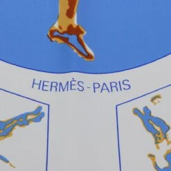 Brand Street HERMES Carre 90 Vive Les Champions Scarf Silk Blue White Auth Am6019 -Best Jewelry Store am6019 12