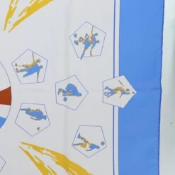 Brand Street HERMES Carre 90 Vive Les Champions Scarf Silk Blue White Auth Am6019 -Best Jewelry Store am6019 5