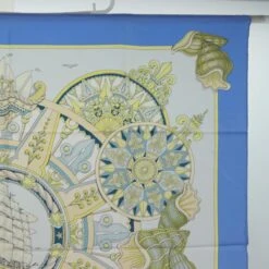 Brand Street HERMES Carre 90 Scarf "L'AIR MARIN" Silk Blue Auth Am6175 -Best Jewelry Store am6175 4