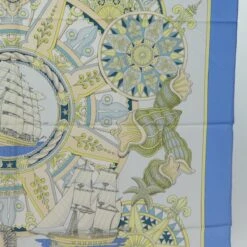 Brand Street HERMES Carre 90 Scarf "L'AIR MARIN" Silk Blue Auth Am6175 -Best Jewelry Store am6175 7