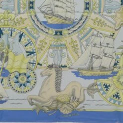 Brand Street HERMES Carre 90 Scarf "L'AIR MARIN" Silk Blue Auth Am6175 -Best Jewelry Store am6175 9